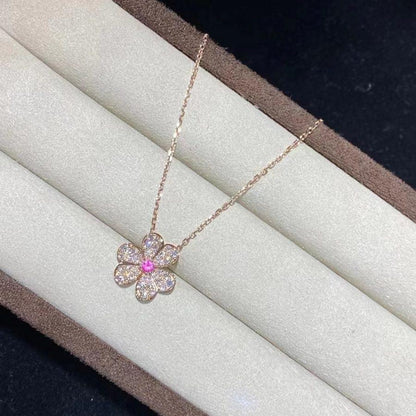 [Clover Jewelery]FRIVOLE ROSE GOLD FLOWER DIAMOND NECKLACE