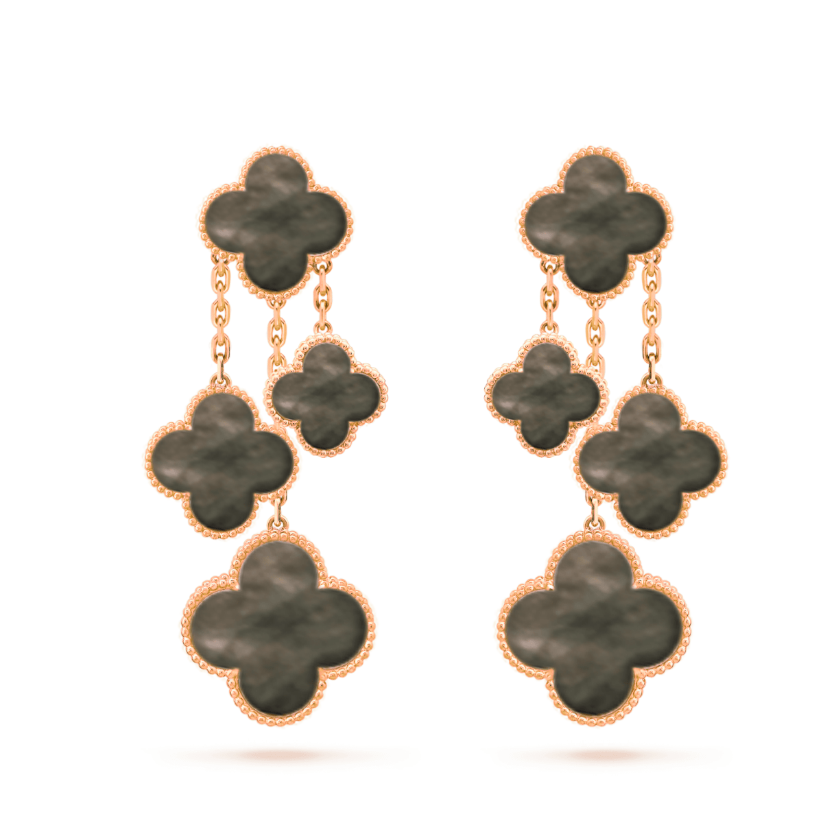 [Clover Jewelery]CLOVER EARRINGS DARK MOP 4 MOTIFS ROSE GOLD