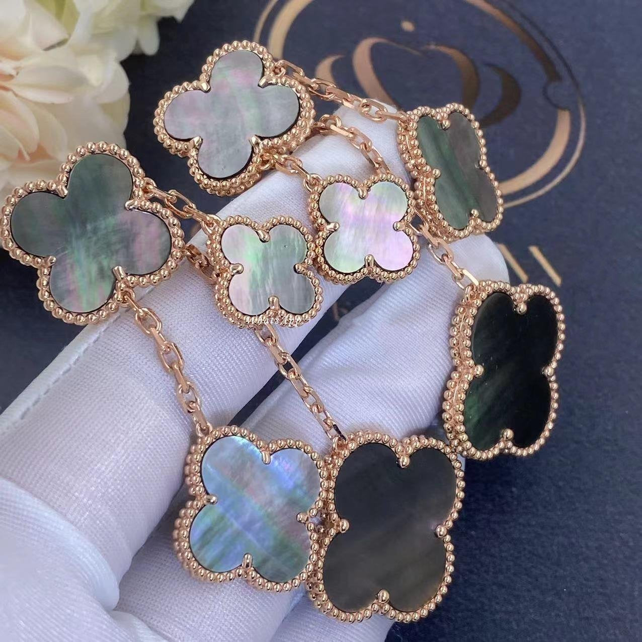 [Clover Jewelry]KLEE-OHRRINGE DUNKLES PERLMUTT 4 MOTIVE ROSÉGOLD