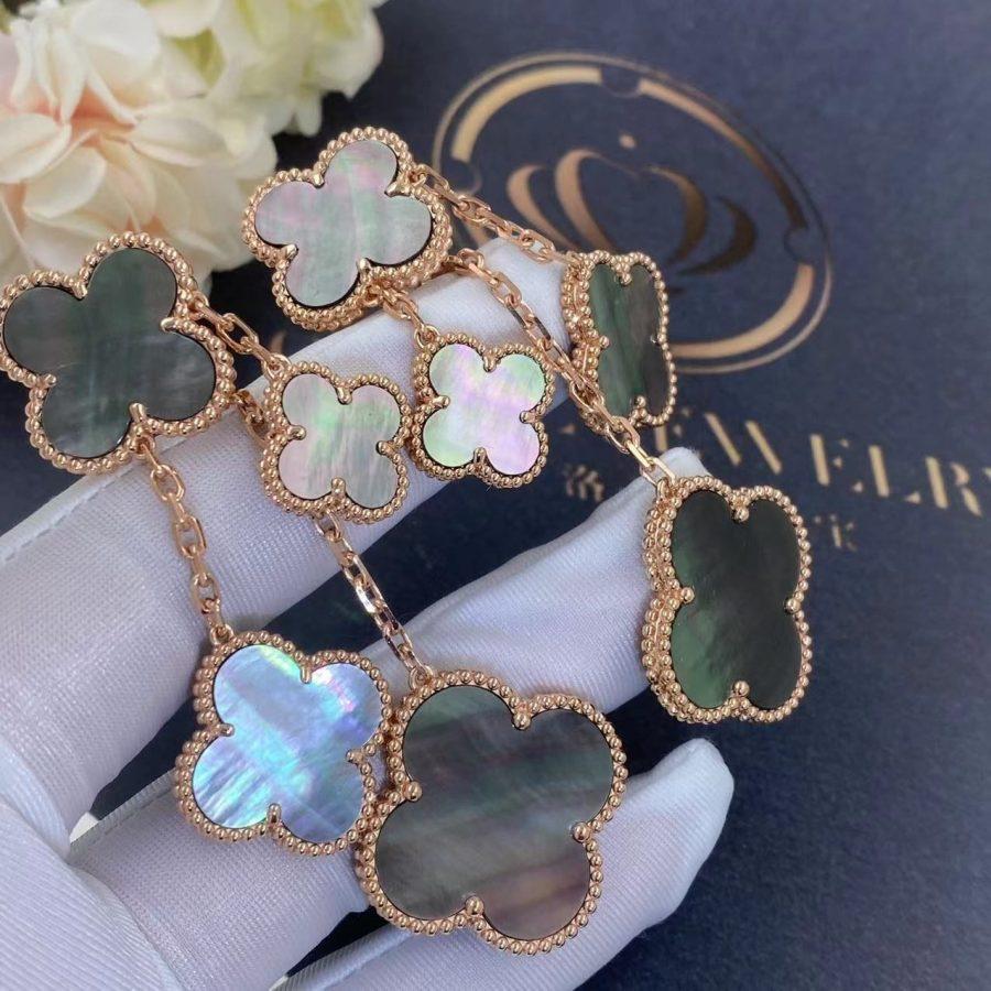 [Clover Jewelry]KLEE-OHRRINGE DUNKLES PERLMUTT 4 MOTIVE ROSÉGOLD