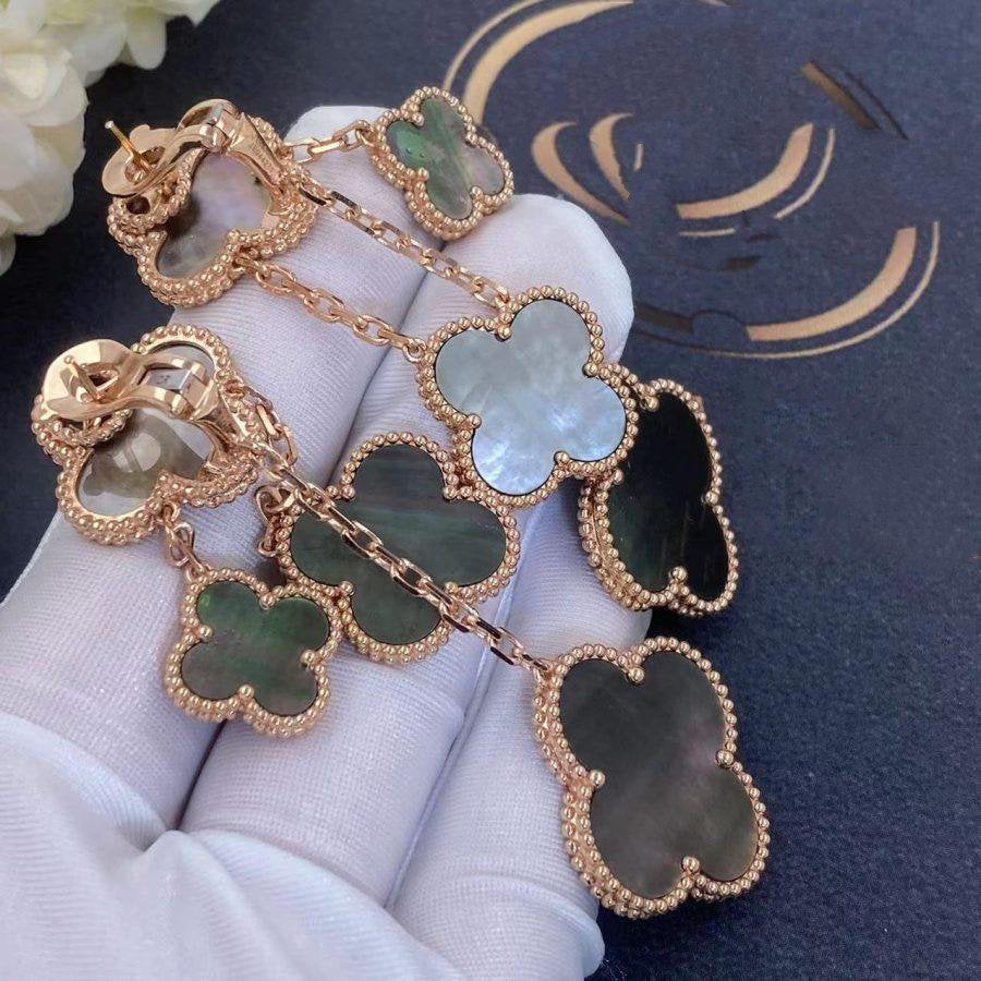 [Clover Jewelry]KLEE-OHRRINGE DUNKLES PERLMUTT 4 MOTIVE ROSÉGOLD