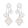 [Clover Schmuck]KLEE-OHRRINGE WEISS MOP 4 MOTIVE SILBER