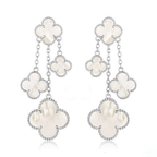 [Clover Schmuck]KLEE-OHRRINGE WEISS MOP 4 MOTIVE SILBER