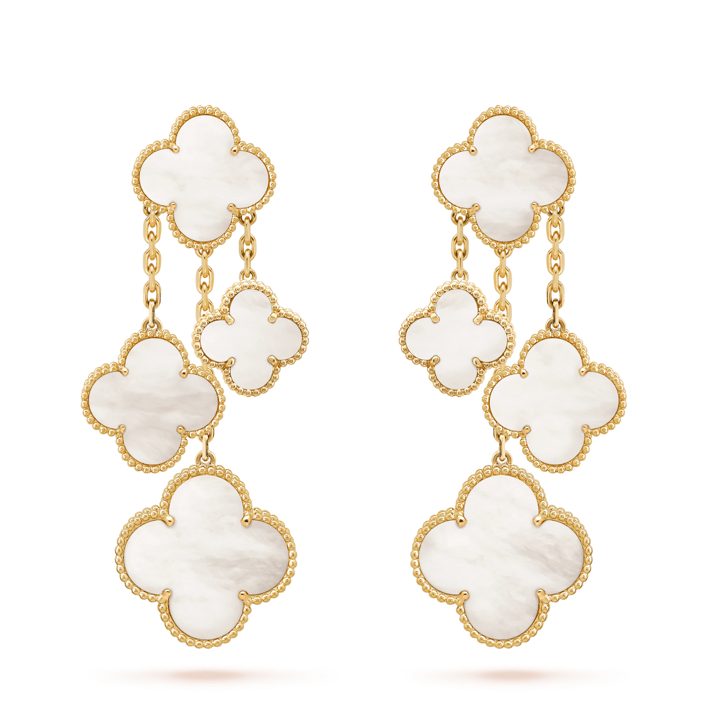 [Clover Jewelery]CLOVER EARRINGS WHITE MOP 4 MOTIFS GOLD