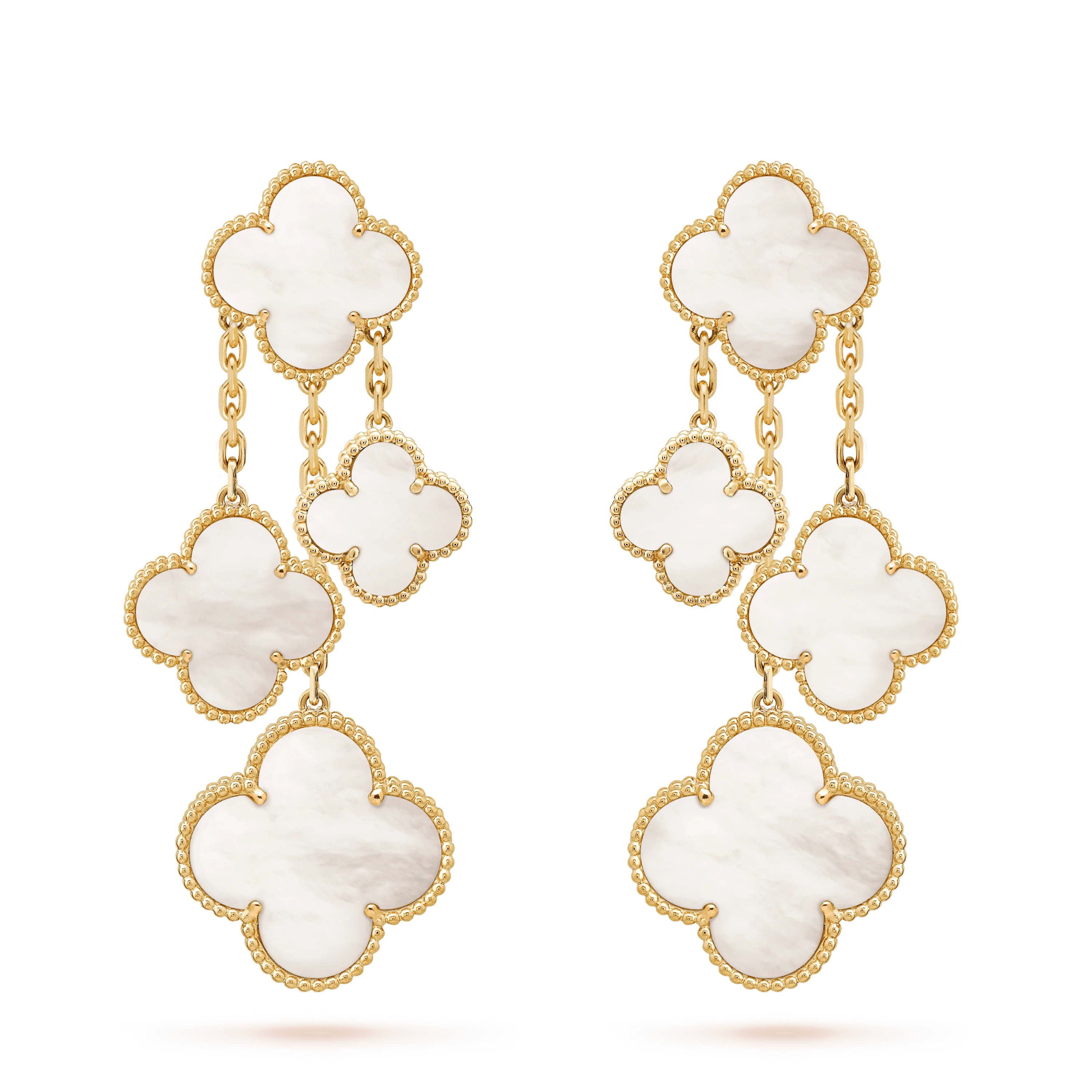 [Clover Jewelry]KLEEB OHHRINGE WEISSES PERLMUTT 4 MOTIVE GOLD