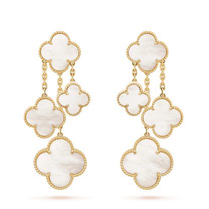 [Clover Jewelery]CLOVER EARRINGS WHITE MOP 4 MOTIFS GOLD