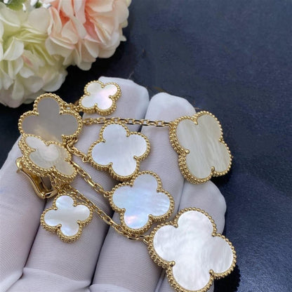 [Clover Jewelery]CLOVER EARRINGS WHITE MOP 4 MOTIFS GOLD