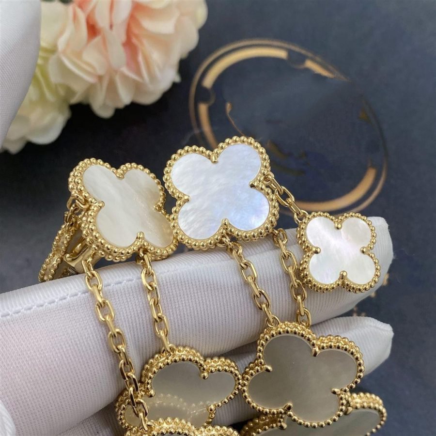 [Clover Jewelery]CLOVER EARRINGS WHITE MOP 4 MOTIFS GOLD
