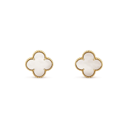 [Clover Jewelery]CLOVER MEDIUM 1 MOTIFS  WHITE MOP STUD EARRINGS