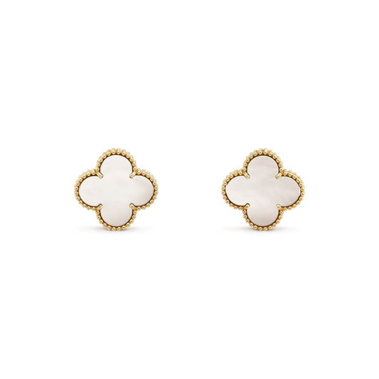 [Clover Jewelery]CLOVER MEDIUM 1 MOTIFS  WHITE MOP STUD EARRINGS