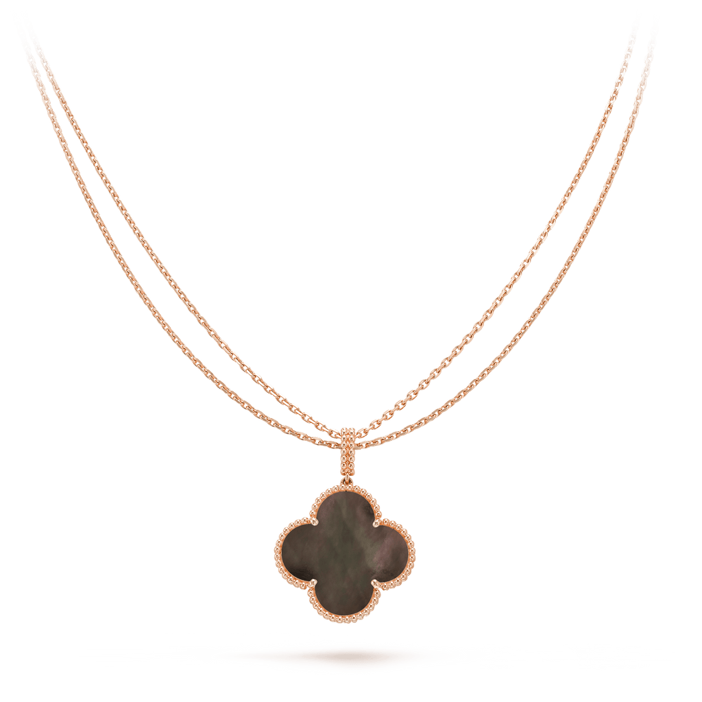 [Clover Jewelry]CLOVER 25MM GOLD DUNKEL MOP GROSSE KLEEB LILIE HALSKETTE