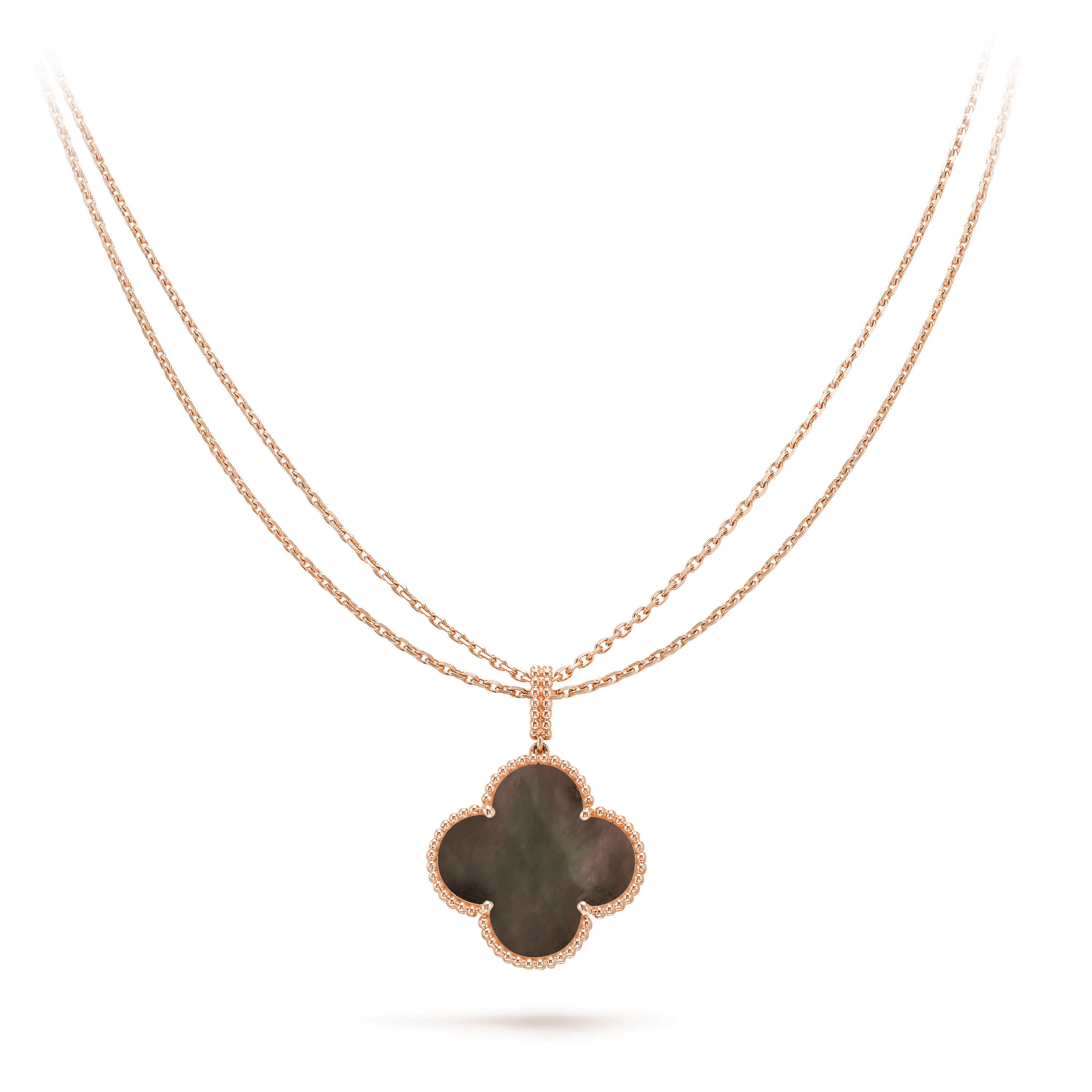 [Clover Jewelry]CLOVER 25MM GOLD DUNKEL MOP GROSSE KLEEB LILIE HALSKETTE