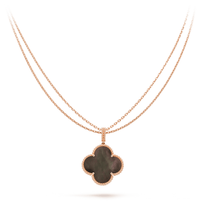 [Clover Jewelery]CLOVER 25MM GOLD DARK MOP BIG CLOVER NECKLACE