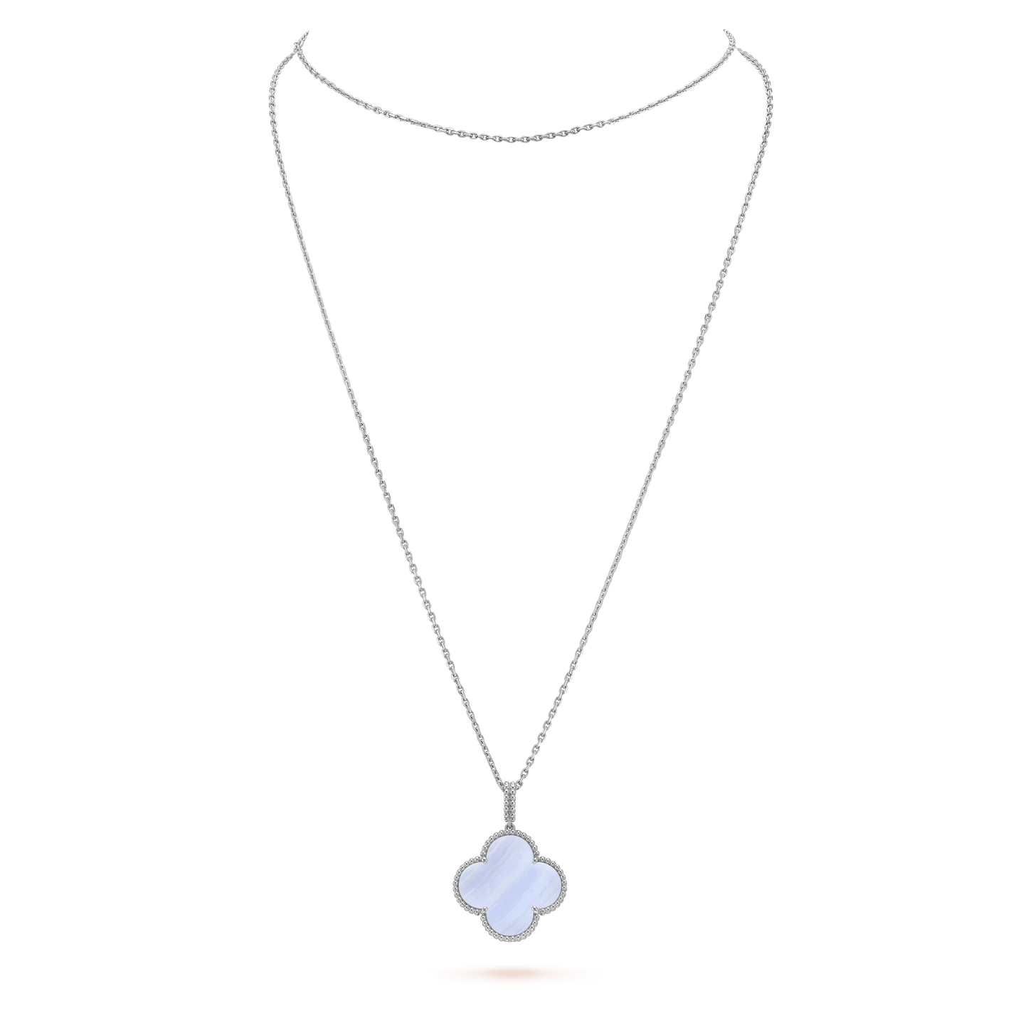 [Clover Jewelery]CLOVER SILVER CHALCEDONY BIG CLOVER NECKLACE