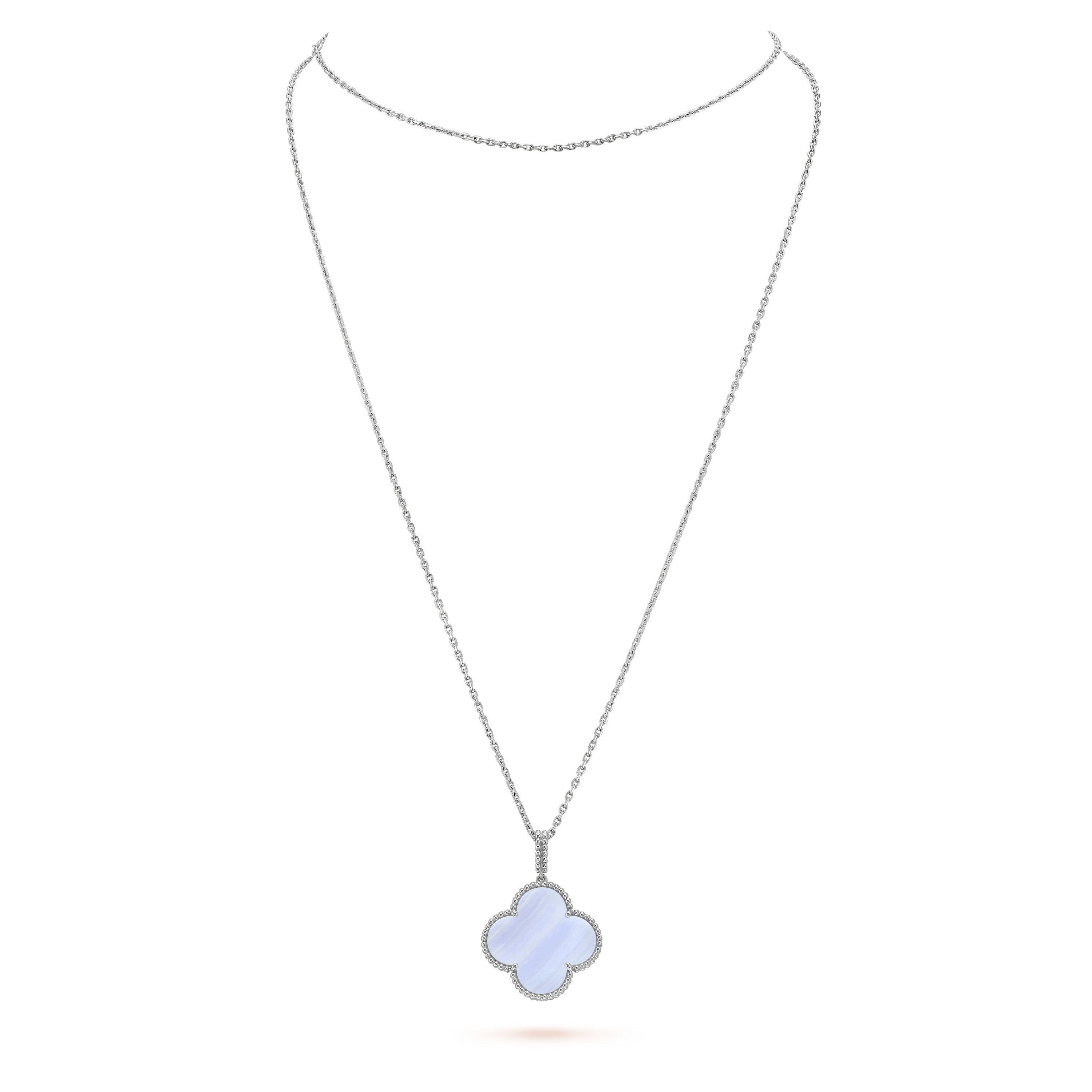 [Clover Jewelry]CLOVER SILBER CHALZEDON GROSSE KLEEB LATT KETTE