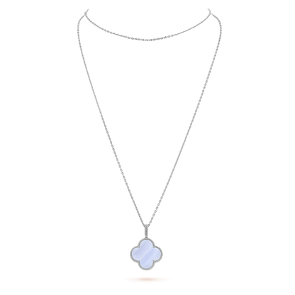 [Clover Jewelery]CLOVER SILVER CHALCEDONY BIG CLOVER NECKLACE