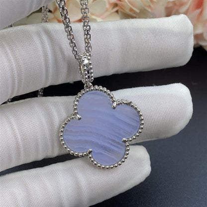 [Clover Jewelery]CLOVER SILVER CHALCEDONY BIG CLOVER NECKLACE