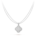 [Kleeblatt Schmuck]KLEEBLATT 25MM SILBER VOLL DIAMANT GROSSE KLEEBLATT HALSKETTE