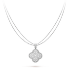 [Kleeblatt Schmuck]KLEEBLATT 25MM SILBER VOLL DIAMANT GROSSE KLEEBLATT HALSKETTE