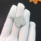 [Kleeblatt Schmuck]KLEEBLATT 25MM SILBER VOLL DIAMANT GROSSE KLEEBLATT HALSKETTE