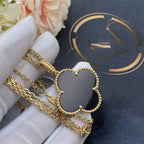 [Clover Schmuck]CLOVER 25MM GOLD ONYX GROSSE KLEEB LATT KETTE