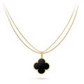[Clover Schmuck]CLOVER 25MM GOLD ONYX GROSSE KLEEB LATT KETTE