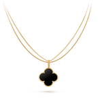 [Clover Schmuck]CLOVER 25MM GOLD ONYX GROSSE KLEEB LATT KETTE
