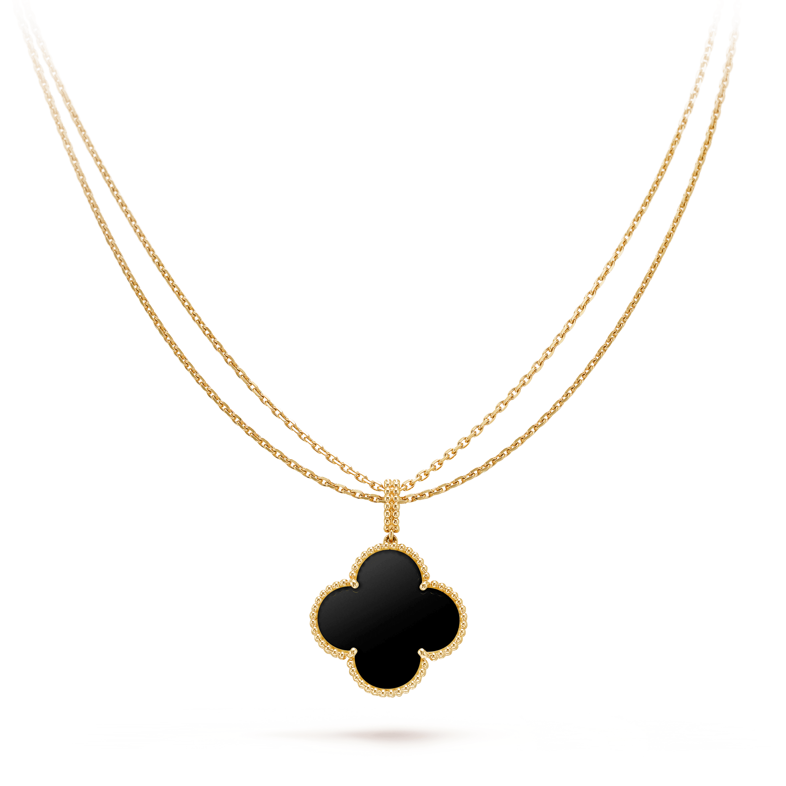 [Clover Schmuck]CLOVER 25MM GOLD ONYX GROSSE KLEEB LATT KETTE