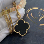 [Clover Schmuck]CLOVER 25MM GOLD ONYX GROSSE KLEEB LATT KETTE