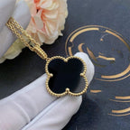 [Clover Schmuck]CLOVER 25MM GOLD ONYX GROSSE KLEEB LATT KETTE