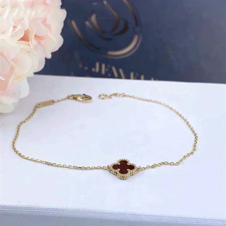 [Clover Jewelry]CLOVER  CARNELIAN SINGLE FLOWER BRACELET