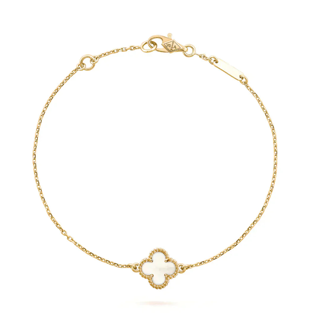[Clover Jewelry]クローバー ホワイト マザーオブパール シングル フラワー ブレスレット
