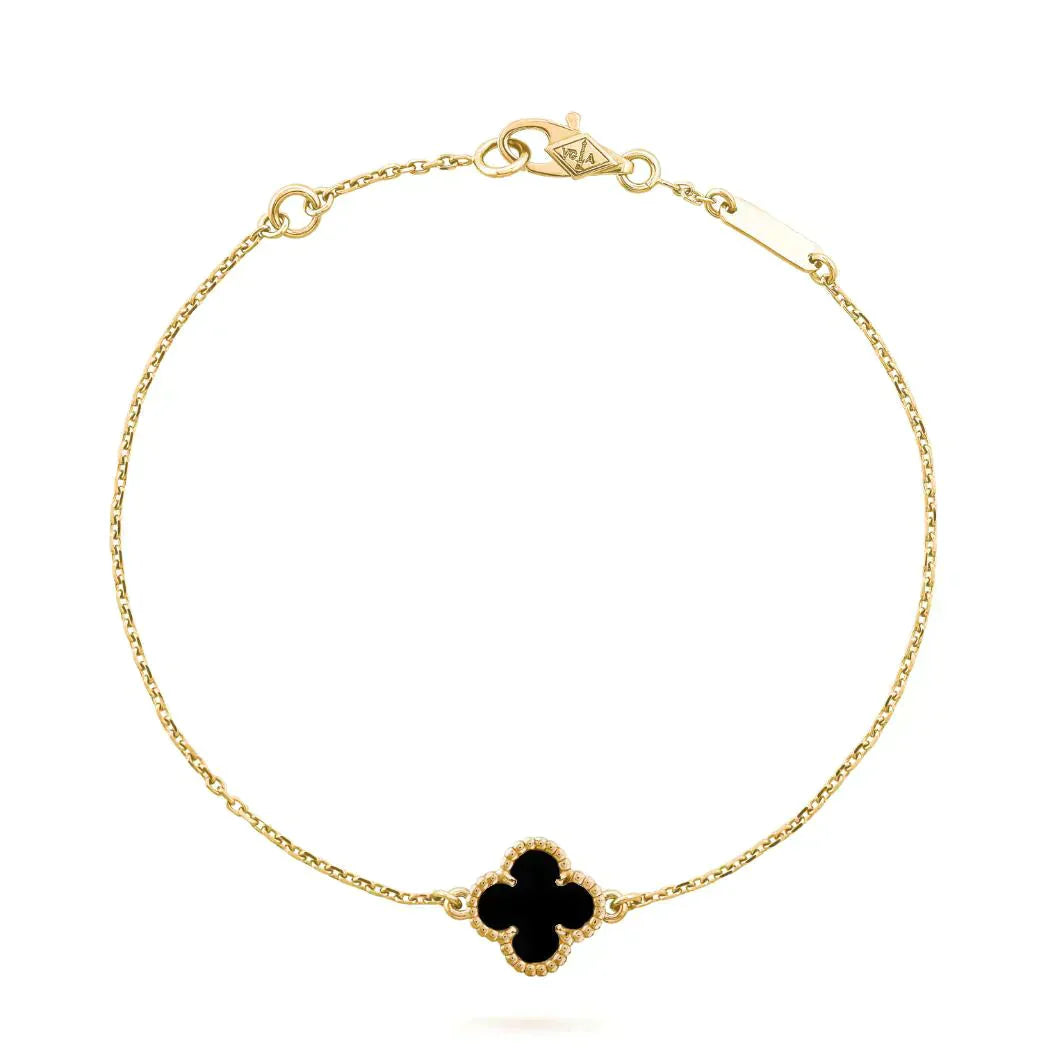[Clover Jewelry]CLOVER ONYX EINZELNE BLUME ARMBAND