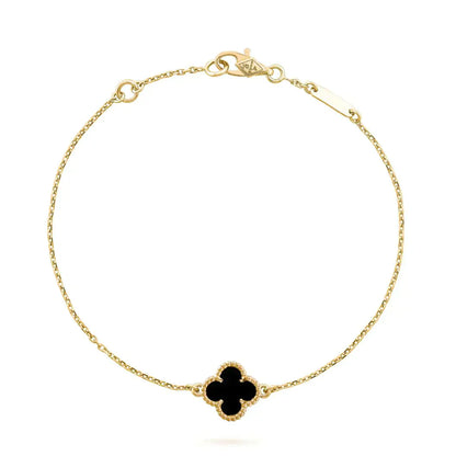 [Clover Jewelry]CLOVER ONYX EINZELNE BLUME ARMBAND