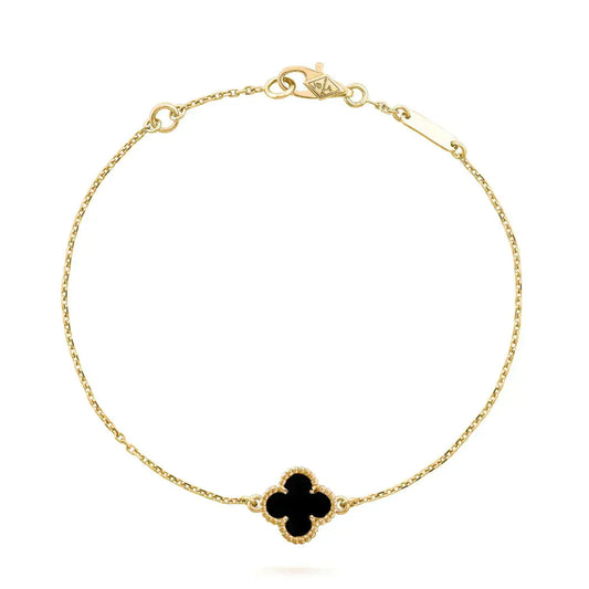 [Clover Jewelery]CLOVER ONYX SINGLE FLOWER BRACELET