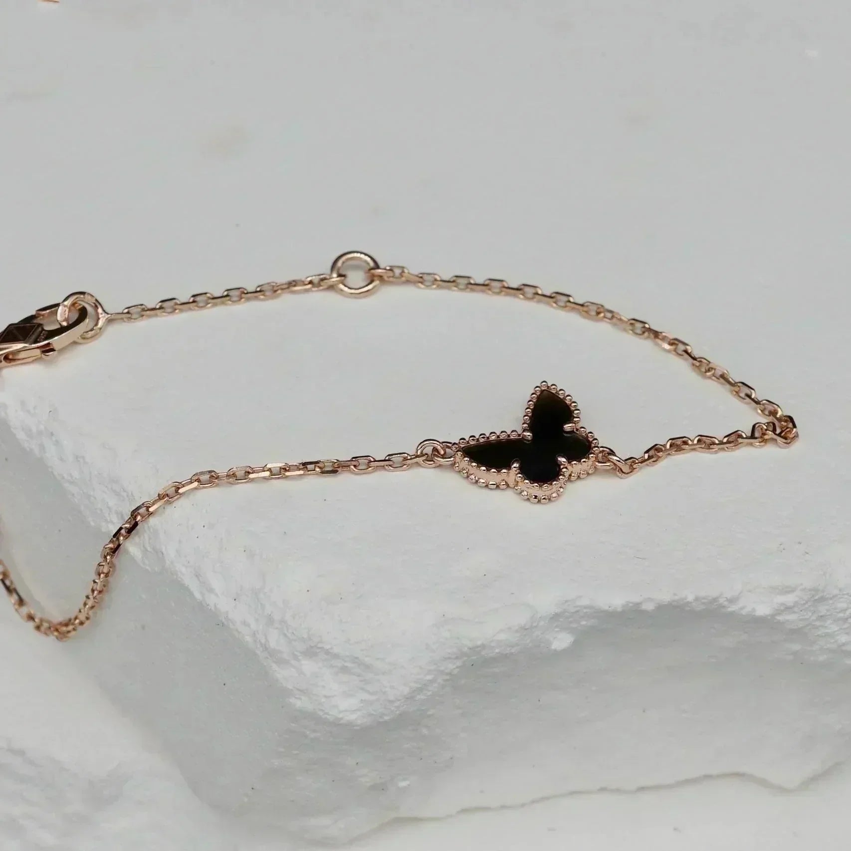 [Clover Jewelry]オニキス バタフライ ブレスレット