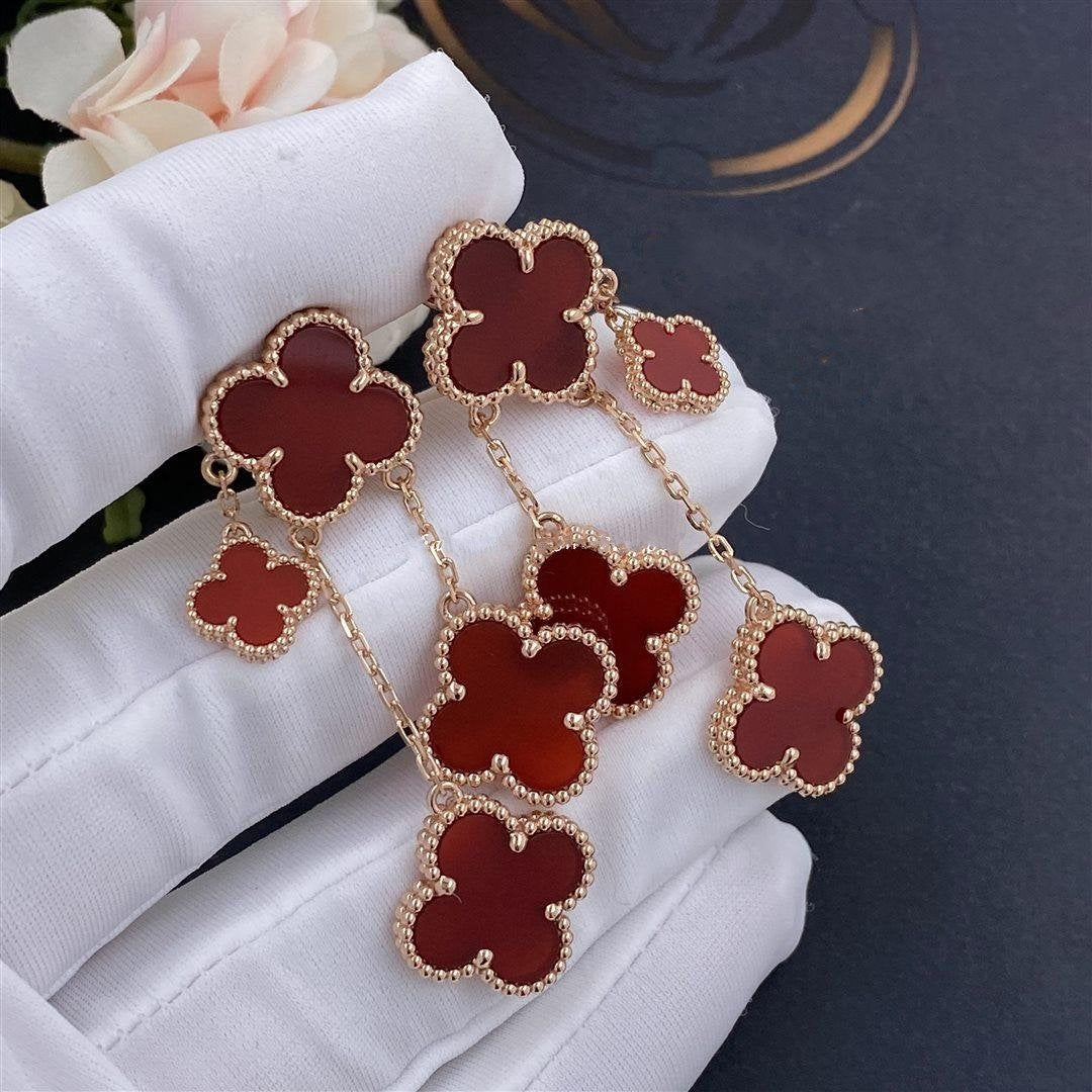 [Clover Jewelery]CLOVER EARRINGS CARNELIAN 4 MOTIFS PINK GOLD
