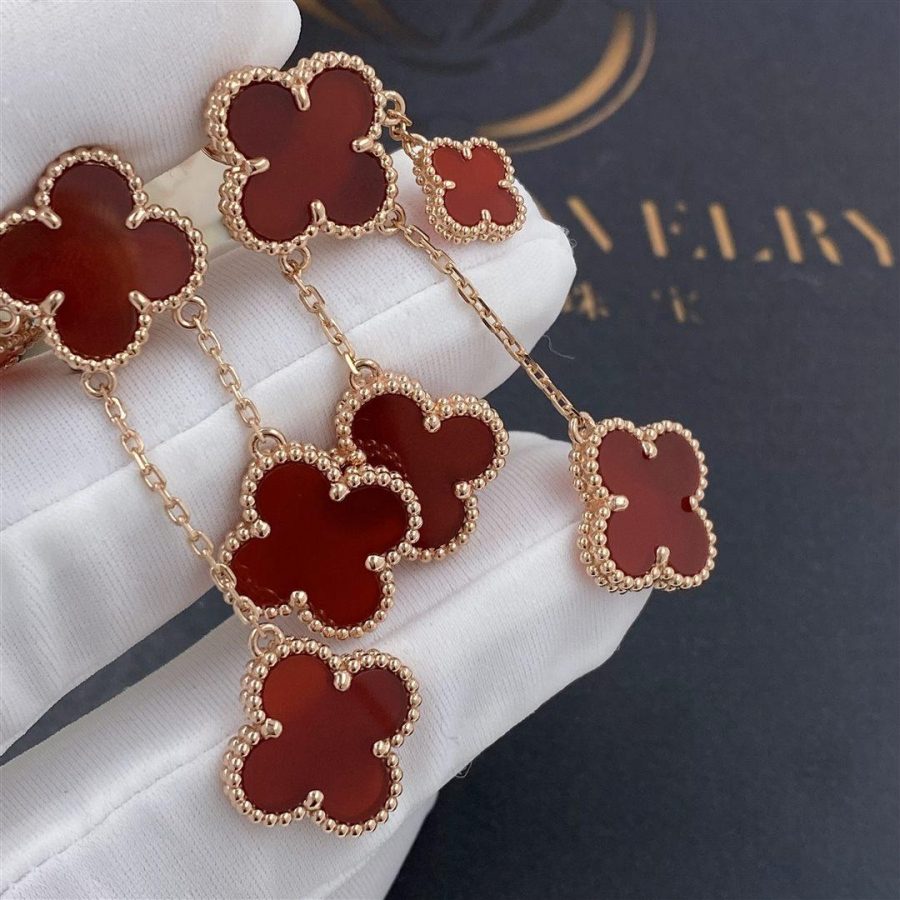 [Clover Jewelery]CLOVER EARRINGS CARNELIAN 4 MOTIFS PINK GOLD