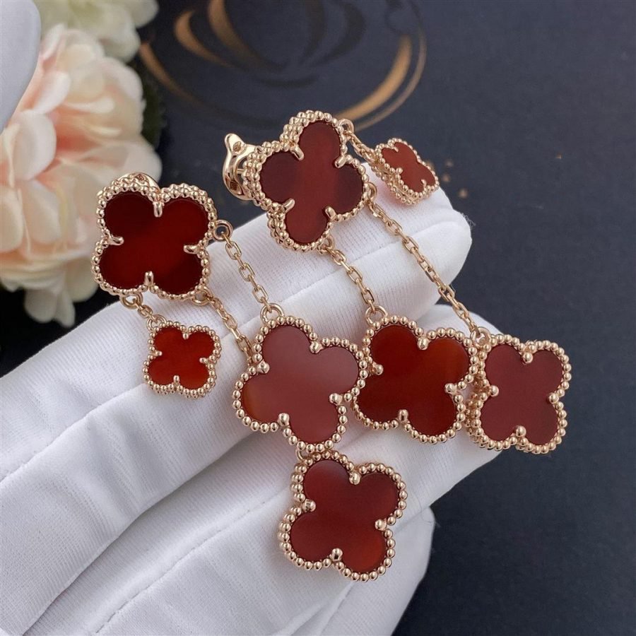 [Clover Jewelry]KLEE-OHRRINGE KARNEOL 4 MOTIVE ROSÉGOLD