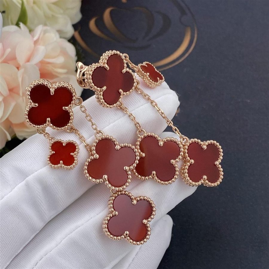 [Clover Jewelery]CLOVER EARRINGS CARNELIAN 4 MOTIFS PINK GOLD
