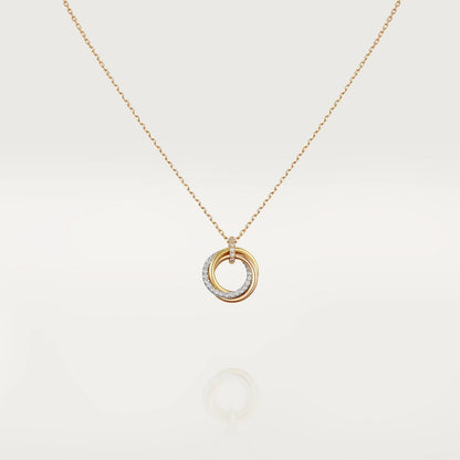 [Clover Jewelery]TRINITY NECKLACE SILVER GOLD PINK GOLD DIAMONDS