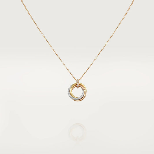 [Clover Jewelery]TRINITY NECKLACE SILVER GOLD PINK GOLD DIAMONDS