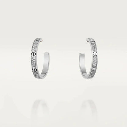 [Clover Jewelery]LOVE DIAMOND SILVER HOOP EARRINGS