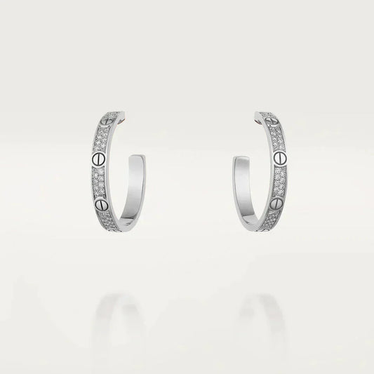 [Clover Jewelery]LOVE DIAMOND SILVER HOOP EARRINGS
