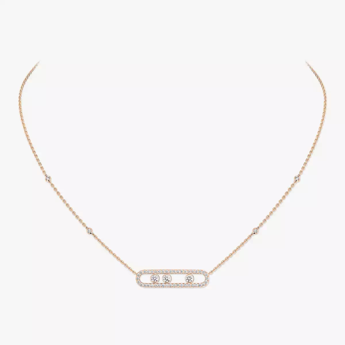 [Clover Jewelry] Move Pave_ Rose Gold Diamond Necklace