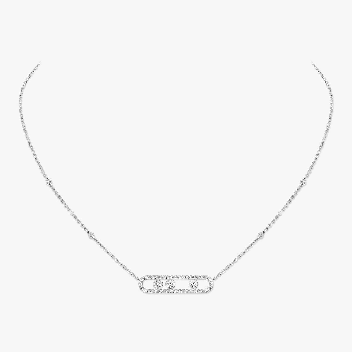 [Clover Jewelry] Move Pave_ Rose Gold Diamond Necklace