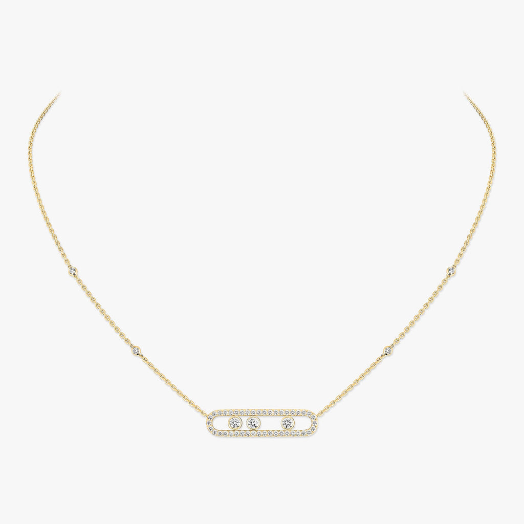 [Clover Jewelry] Move Pave_ Rose Gold Diamond Necklace