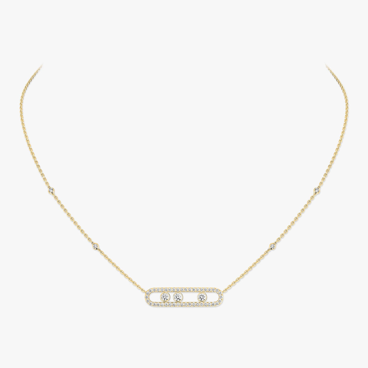 [Clover Jewelry] Move Pave_ Rose Gold Diamond Necklace