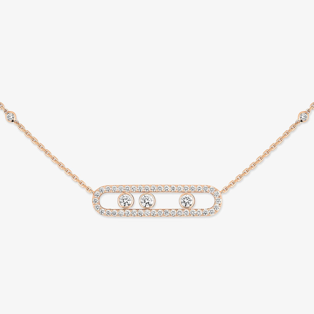 [Clover Jewelry] Move Pave_ Rose Gold Diamond Necklace