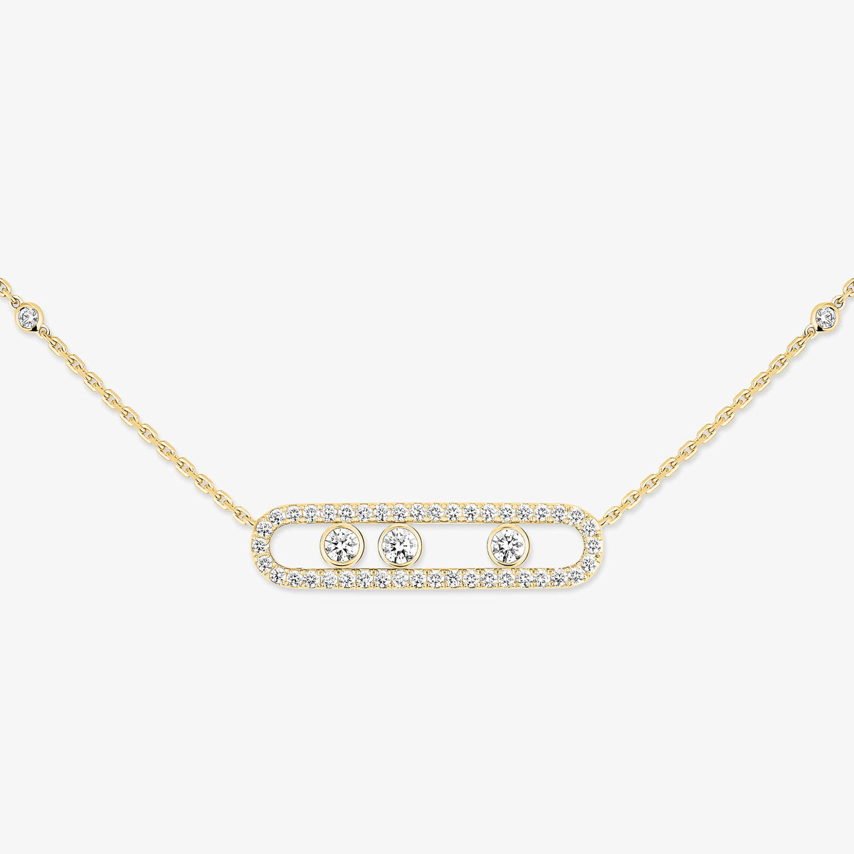 [Clover Jewelry] Move Pave_ Rose Gold Diamond Necklace